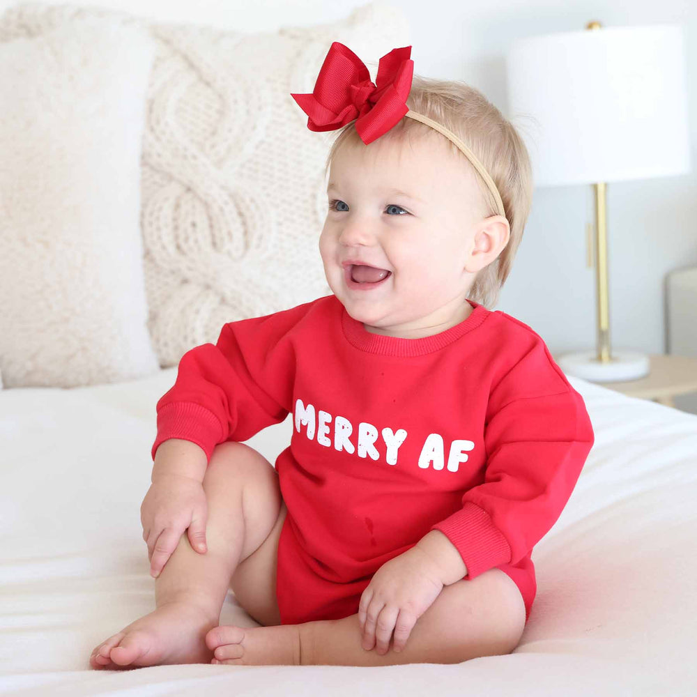merry af graphic sweatshirt bubble romper 