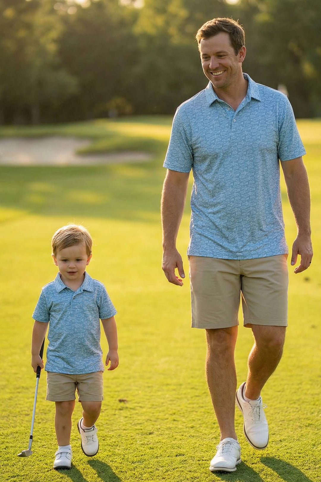 reel legends father/son collared polo shirts for golf 