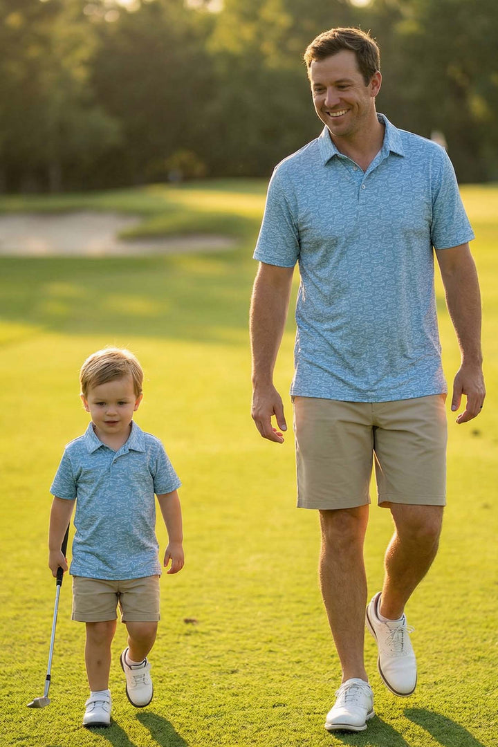 reel legends father/son collared polo shirts for golf 