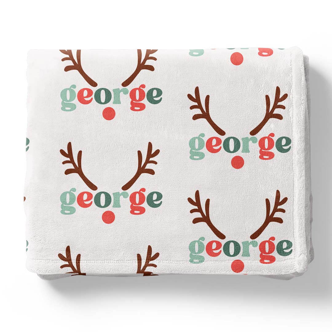 reindeer name personalized kids blanket 