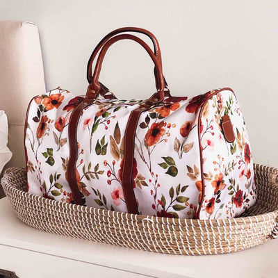 rust floral overnight bag