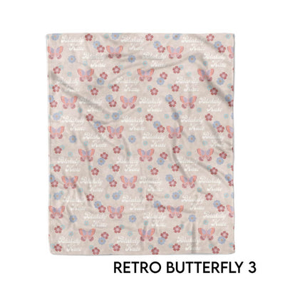 retro butterfly neutral kids blanket 