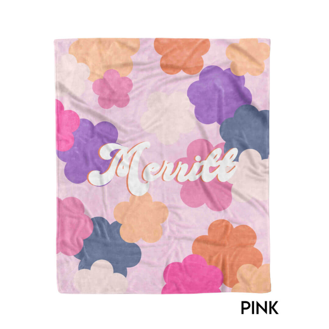 pink personalized daisy blanket 