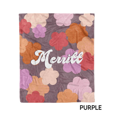 purple personalized daisy blanket 