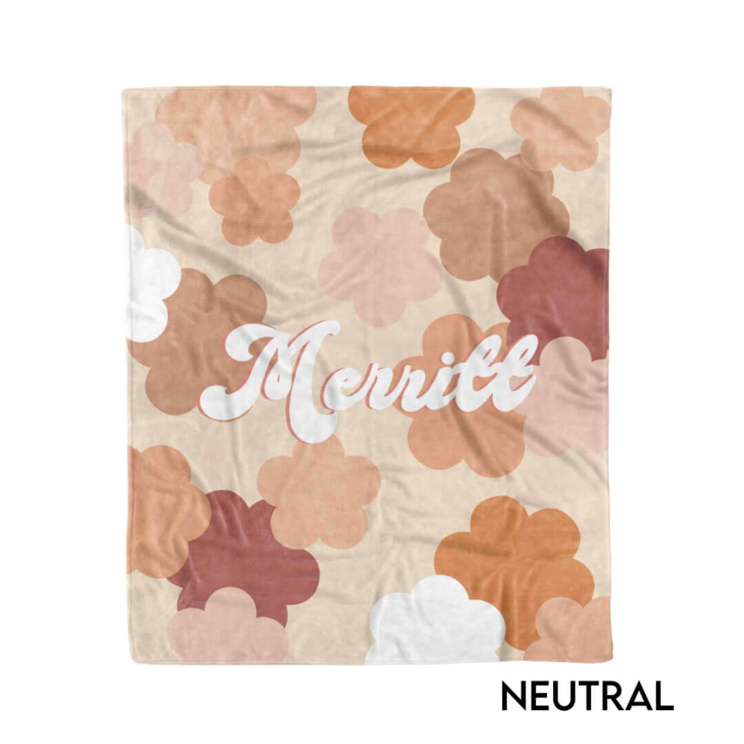 neutral daisy personalized blanket