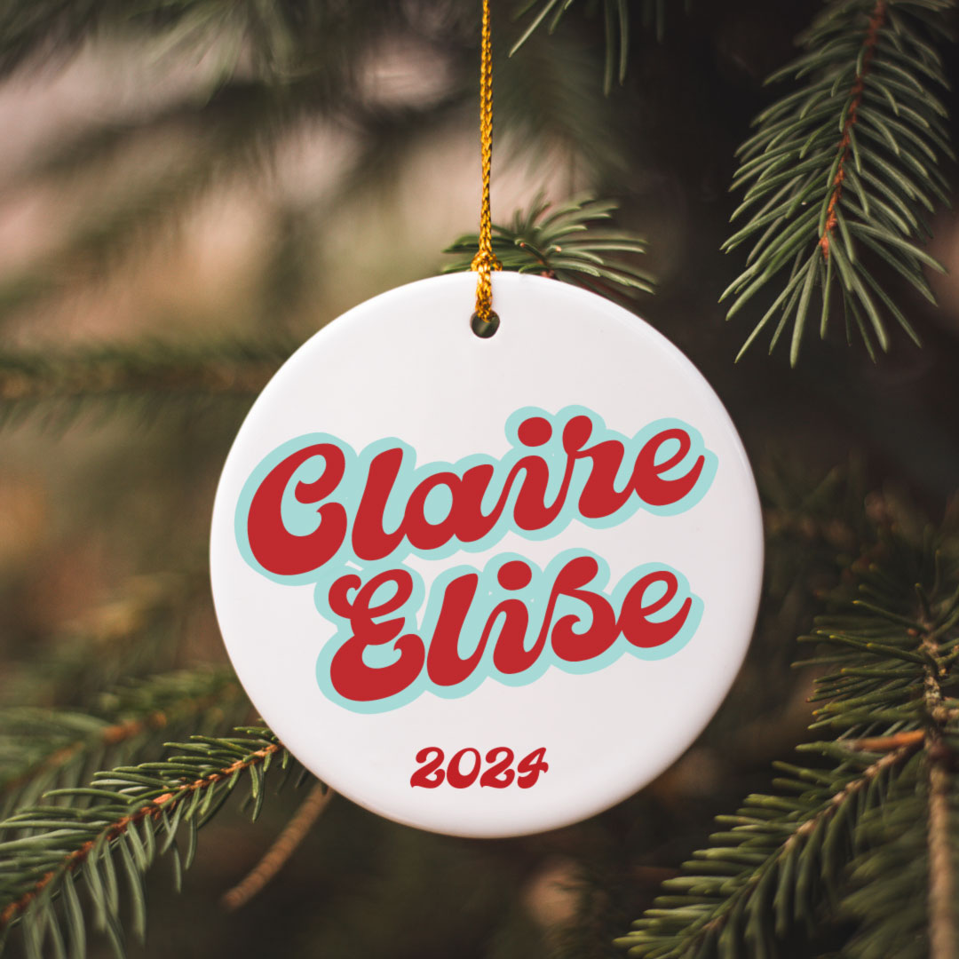 retro name perosnalized ornament 