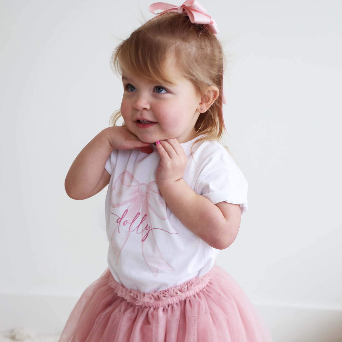 pink bow graphic tee for kids 