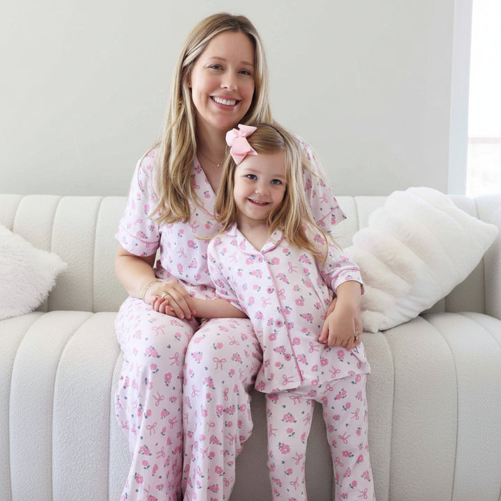 PINK RIBBON AND ROSES MOMMY AND ME MATCHING LOUNGE SETS