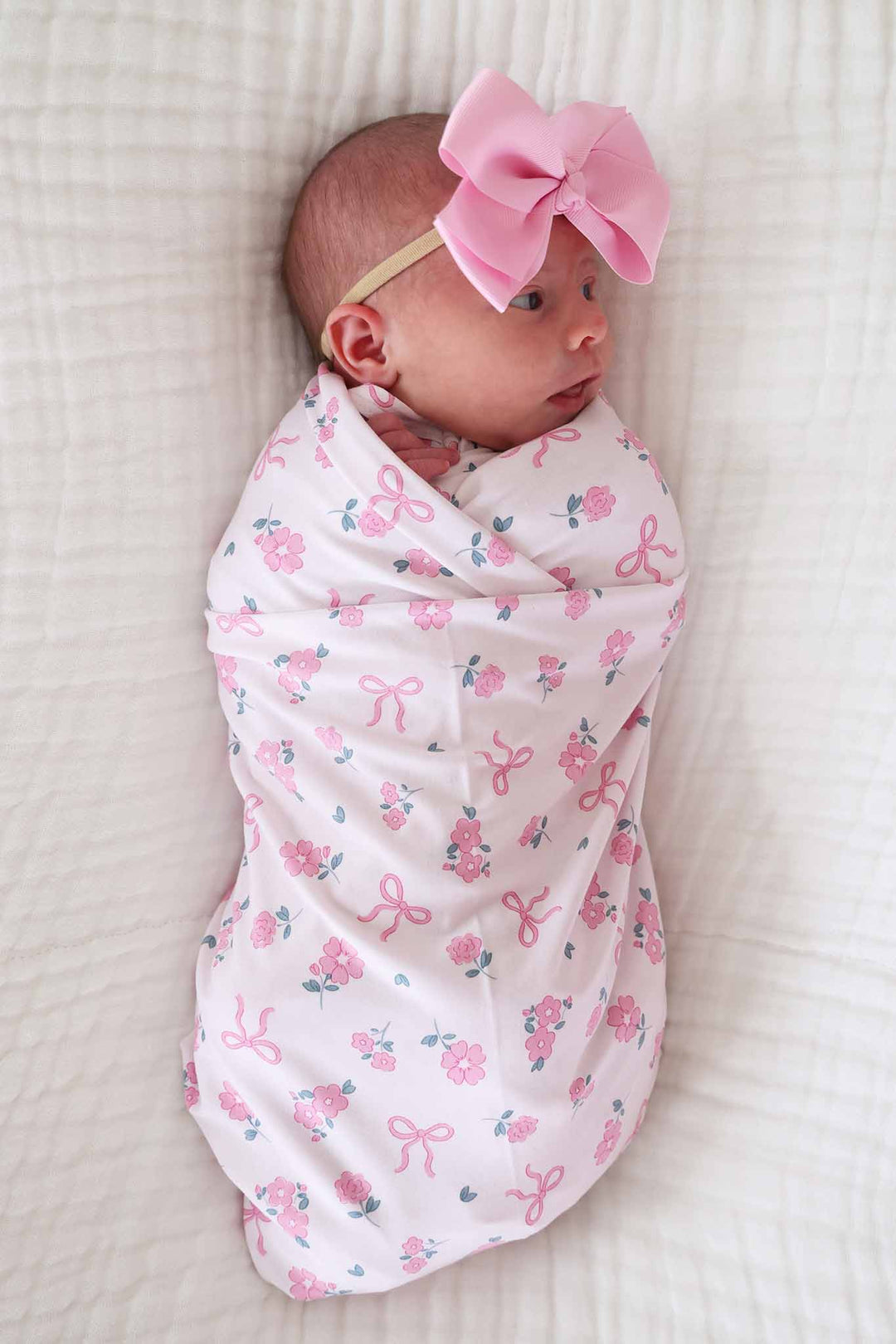 ribbon & roses pink oversized swaddle blanket for girls 