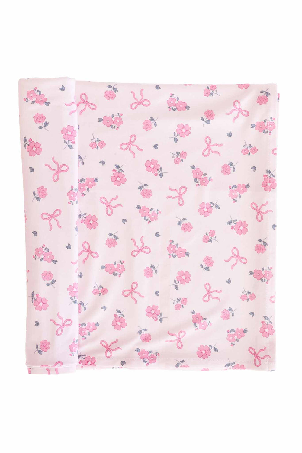 oversized pink flower and ribbon bow swaddle blanket for newborn baby girls 