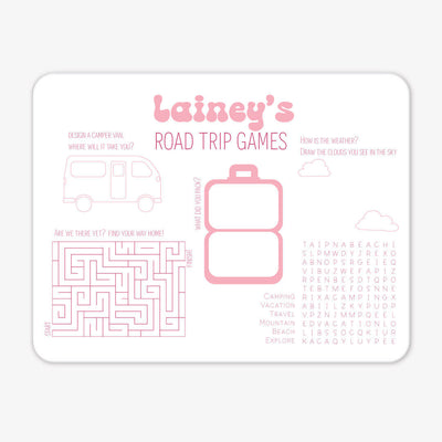 road trip games personalized whiteboard pink 