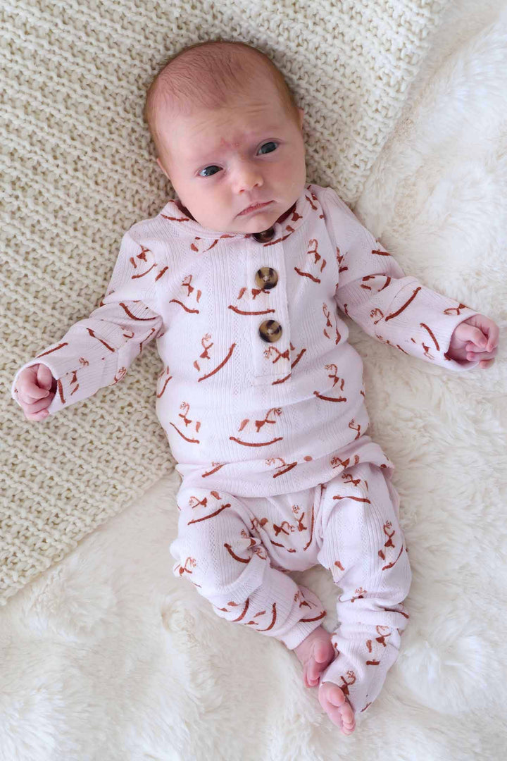 rocking horse 2pc bamboo pointelle set 