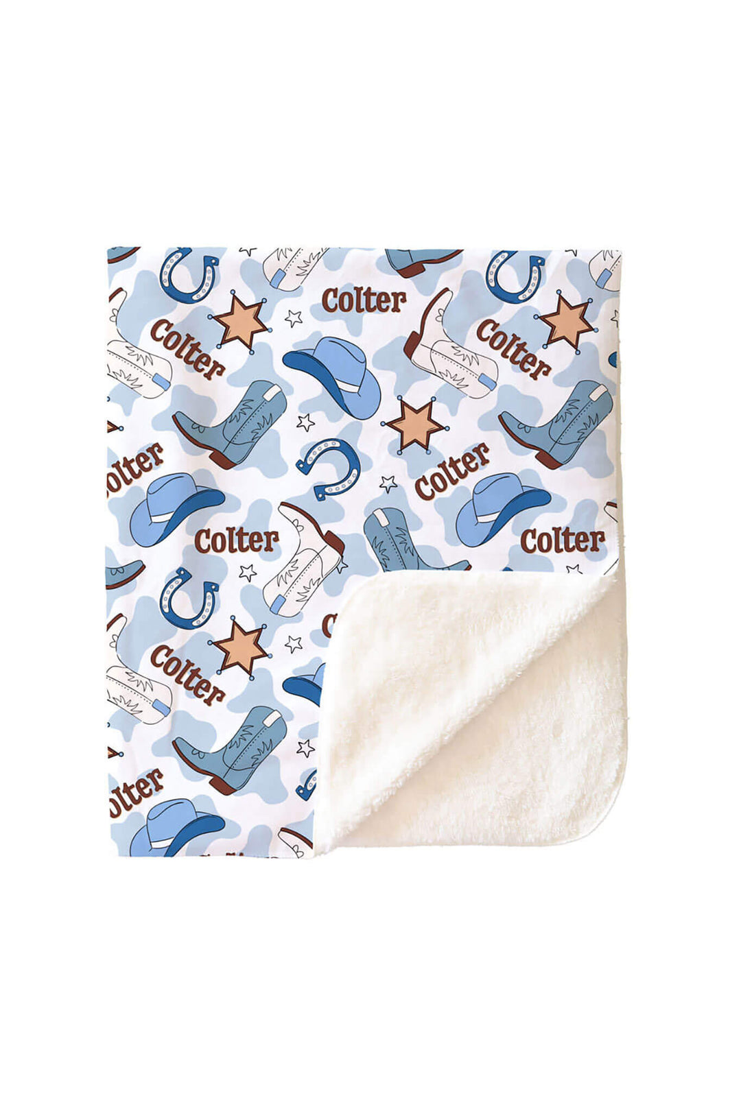 rodeo dreams blue personalized sherpa blanket for boys