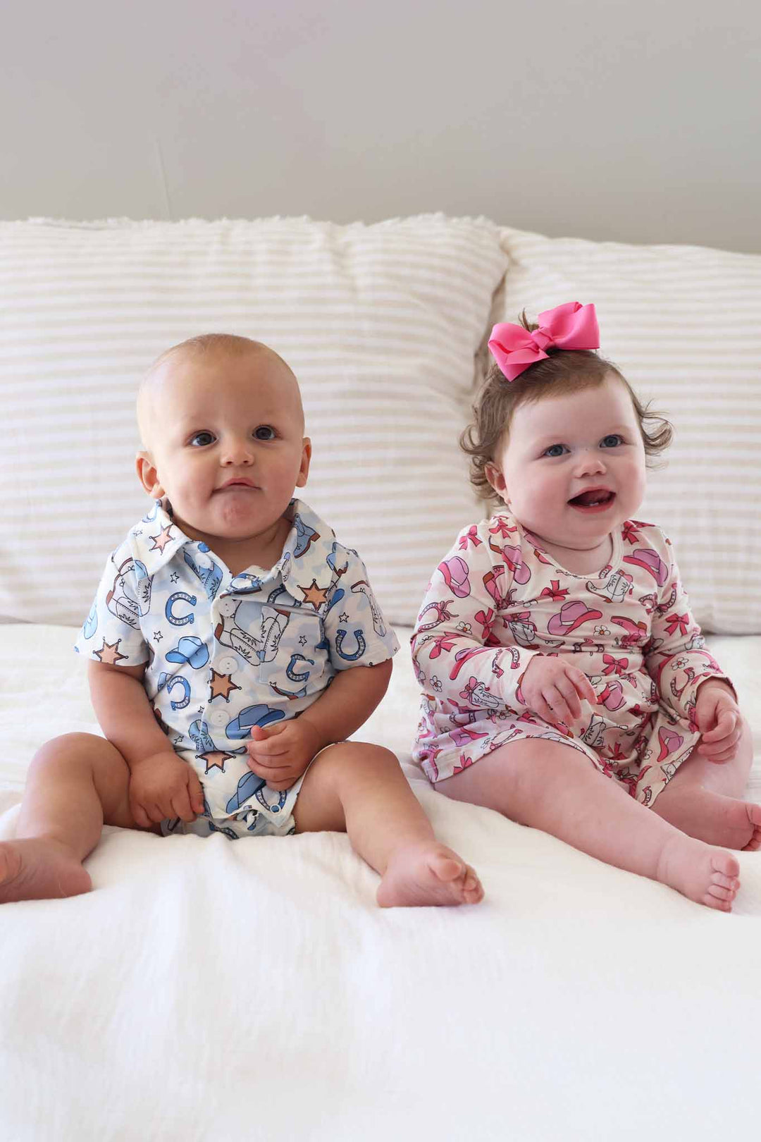 rodeo dreams button romper for boys and bodysuit dress for girls 