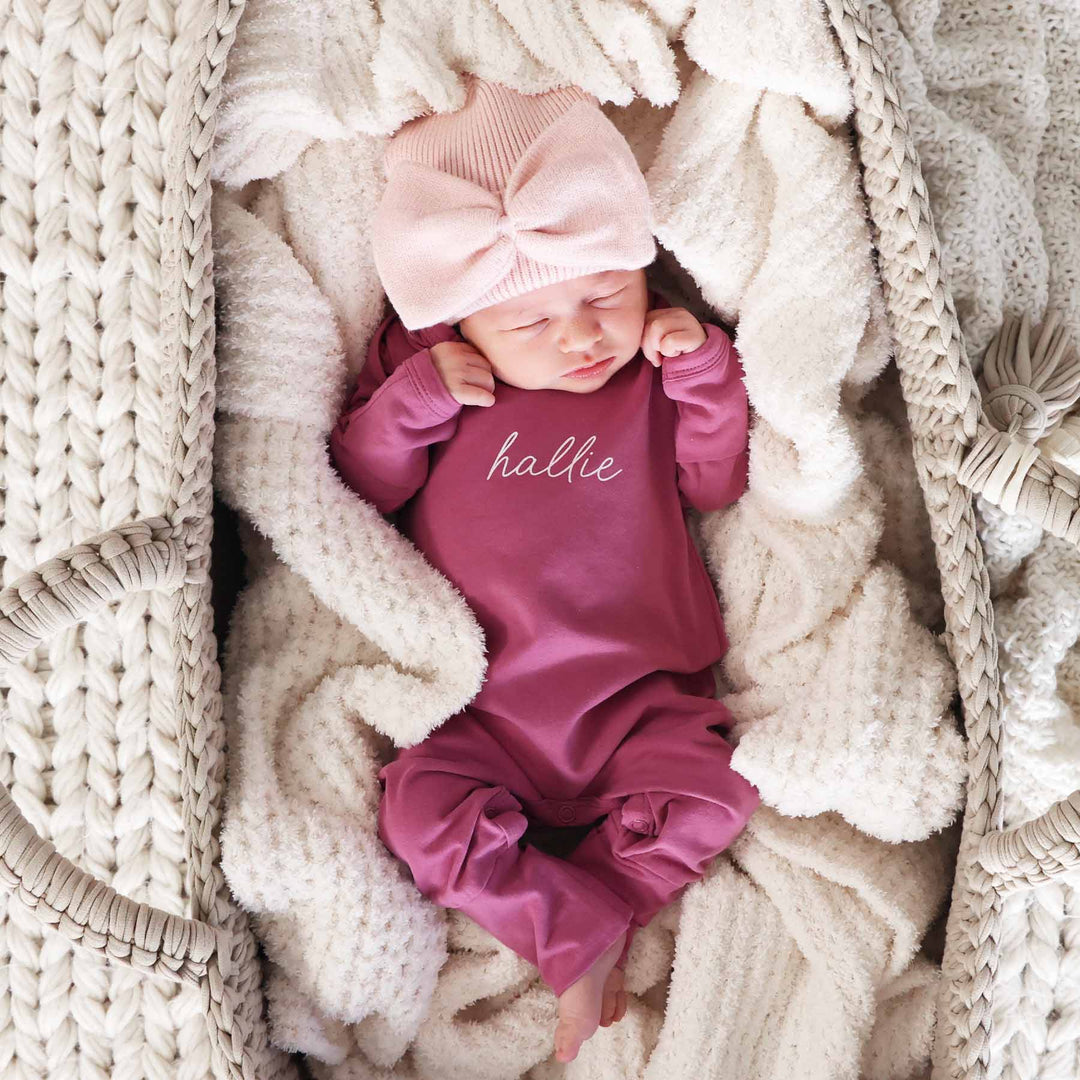 rose personalized full length romper for newborns