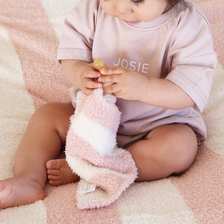 rose stripe cuddlelane luxe lovey for baby girls 