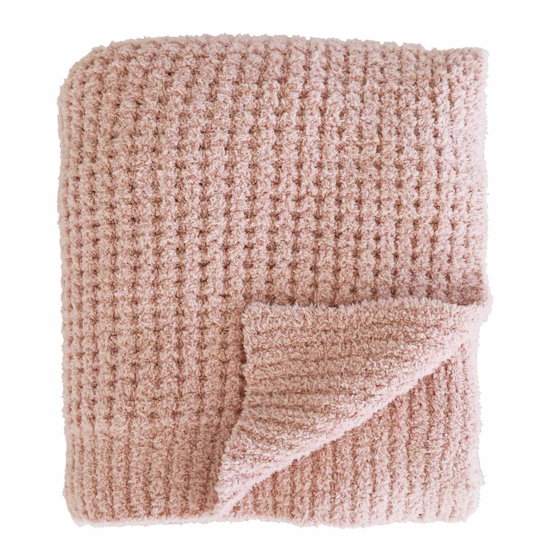 cuddlelane rose waffle knit blanket