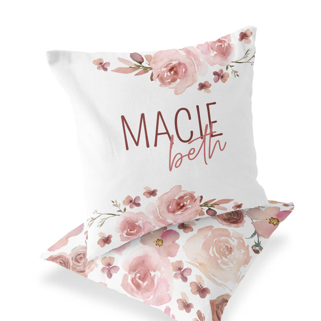 rose personalized throw pillow 
