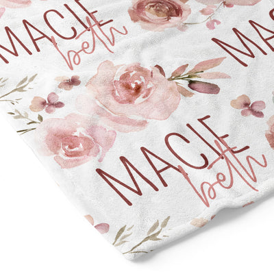 rose personalized kids blanket 