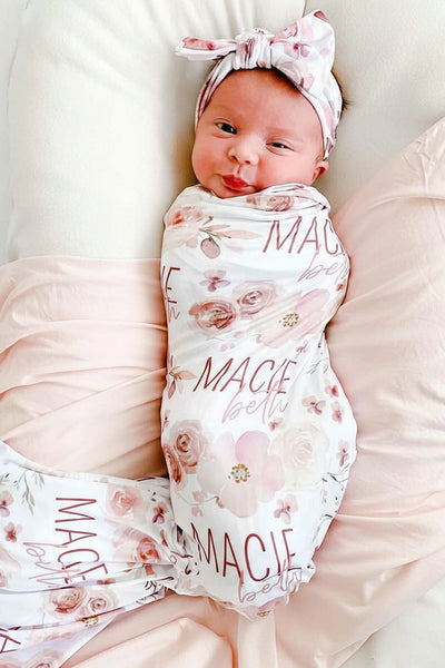 Personalized Baby Blanket With Name - Pink Floral Penguin, 30"x40" Flannel, Custom Nursery Gift - View #8
