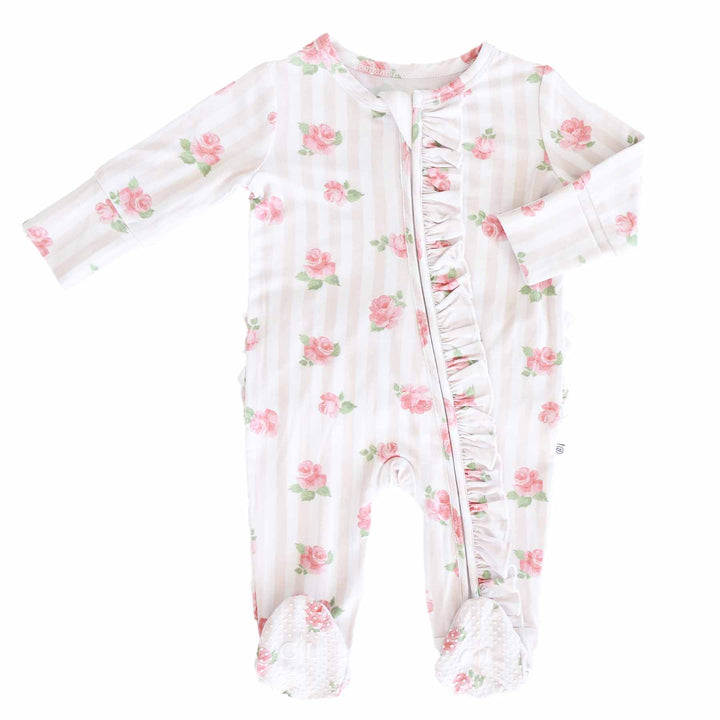 rosy & cozy zipper ruffle footie bamboo viscose 