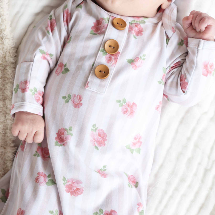 knot gown for girls with roses and stripes 