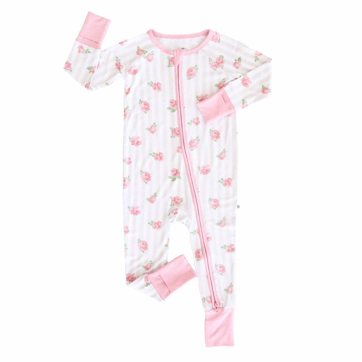 rosy & cozy bamboo zip romper pajama for babies and toddlers 