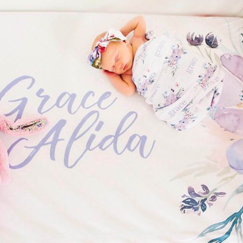 Rowans Dusty Personalized Name Swaddle Blanket
