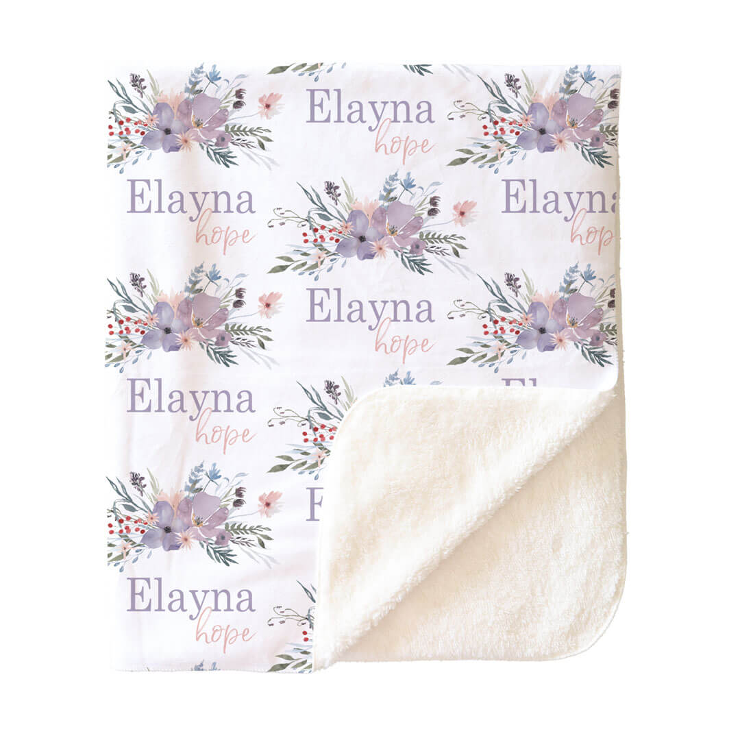 Rowan's Dusty Purple Floral Personalized Toddler Blanket