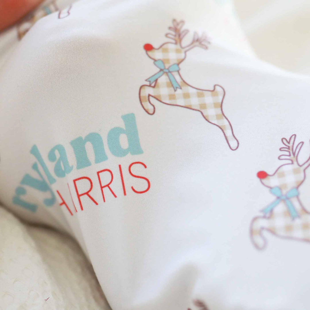 reindeer personalized christmas swaddle for babies 