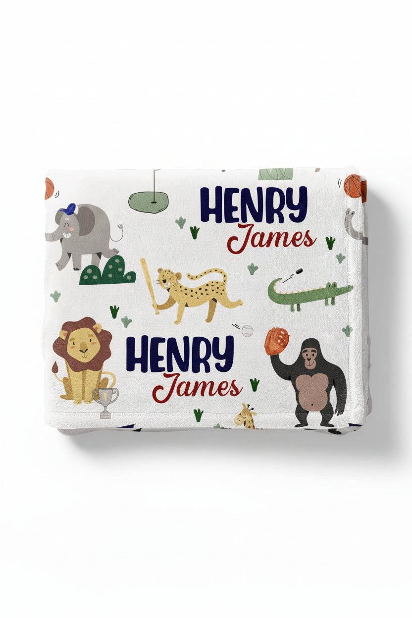 Safari Games Personalized Kids Blanket