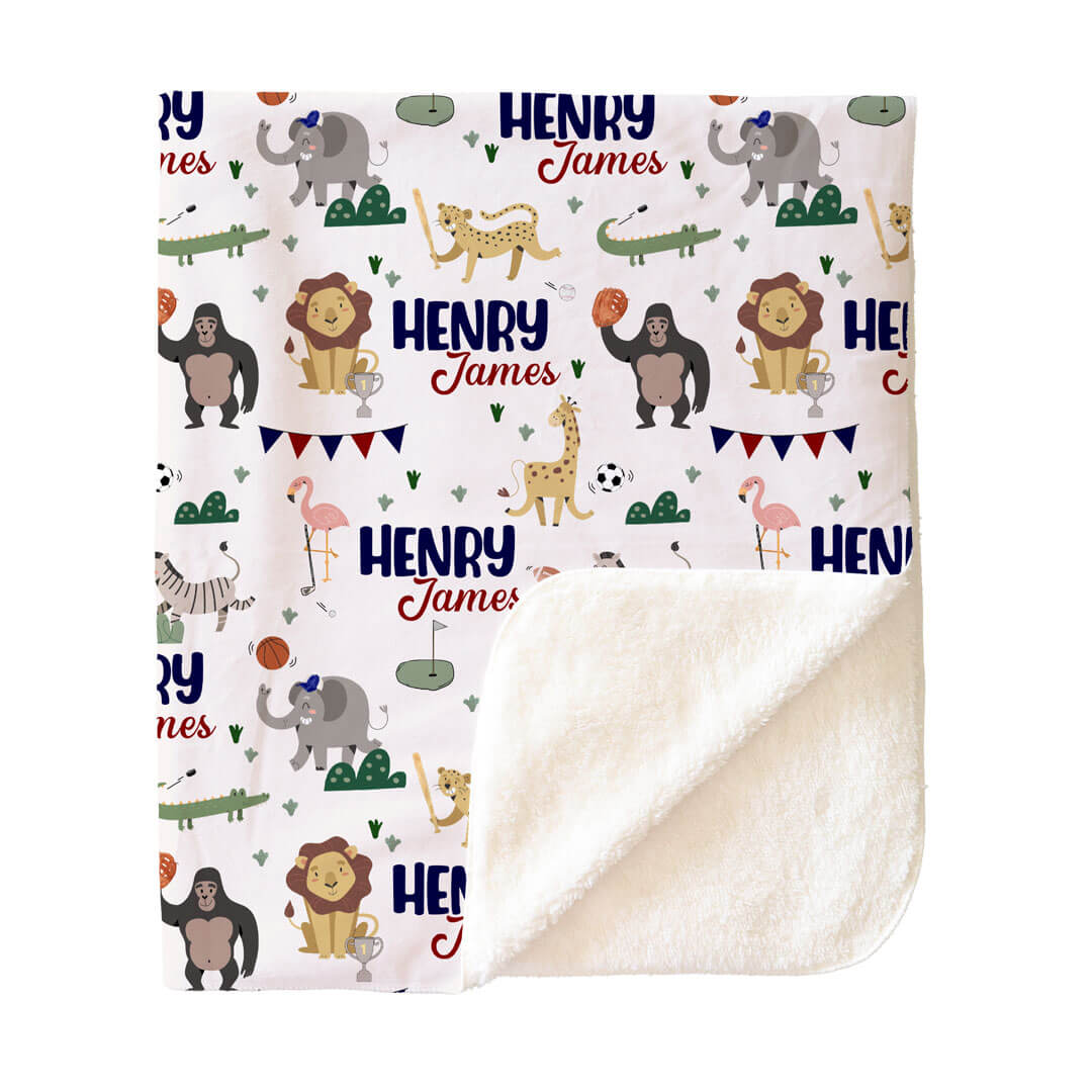 Safari Games Personalized Kids Blanket