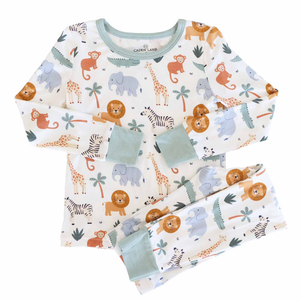 kids safari themed two piece pajama set 