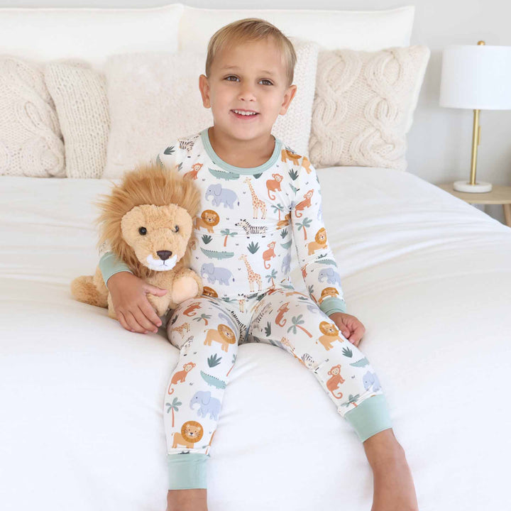 safari snuggles two piece pajama set for kids 