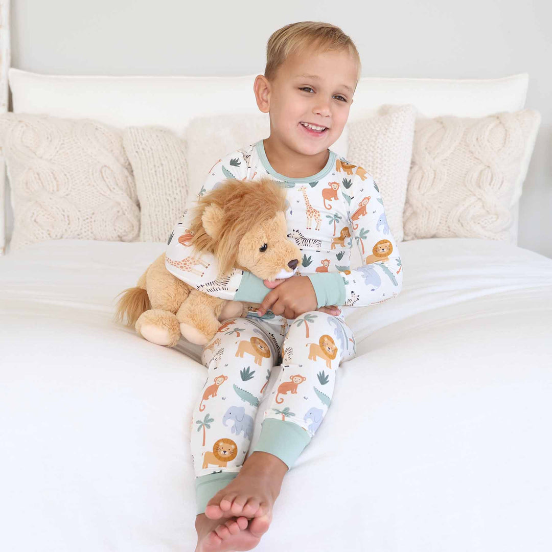 safari snuggles two piece pajama set for kids 