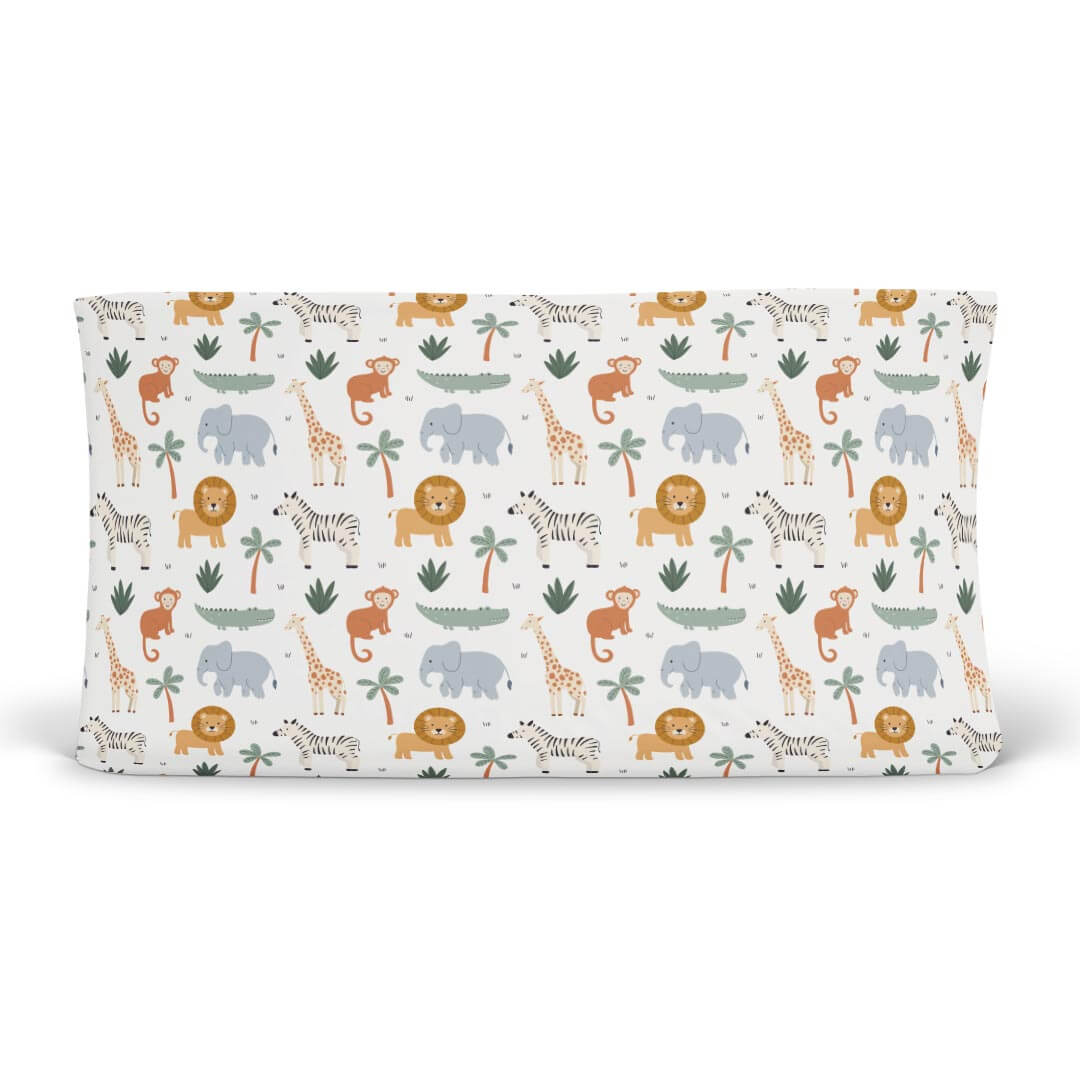 safari themed changing pad cover for babies 