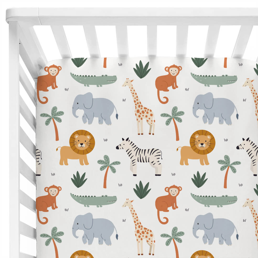 safari themed bamboo viscose crib sheet for babies 