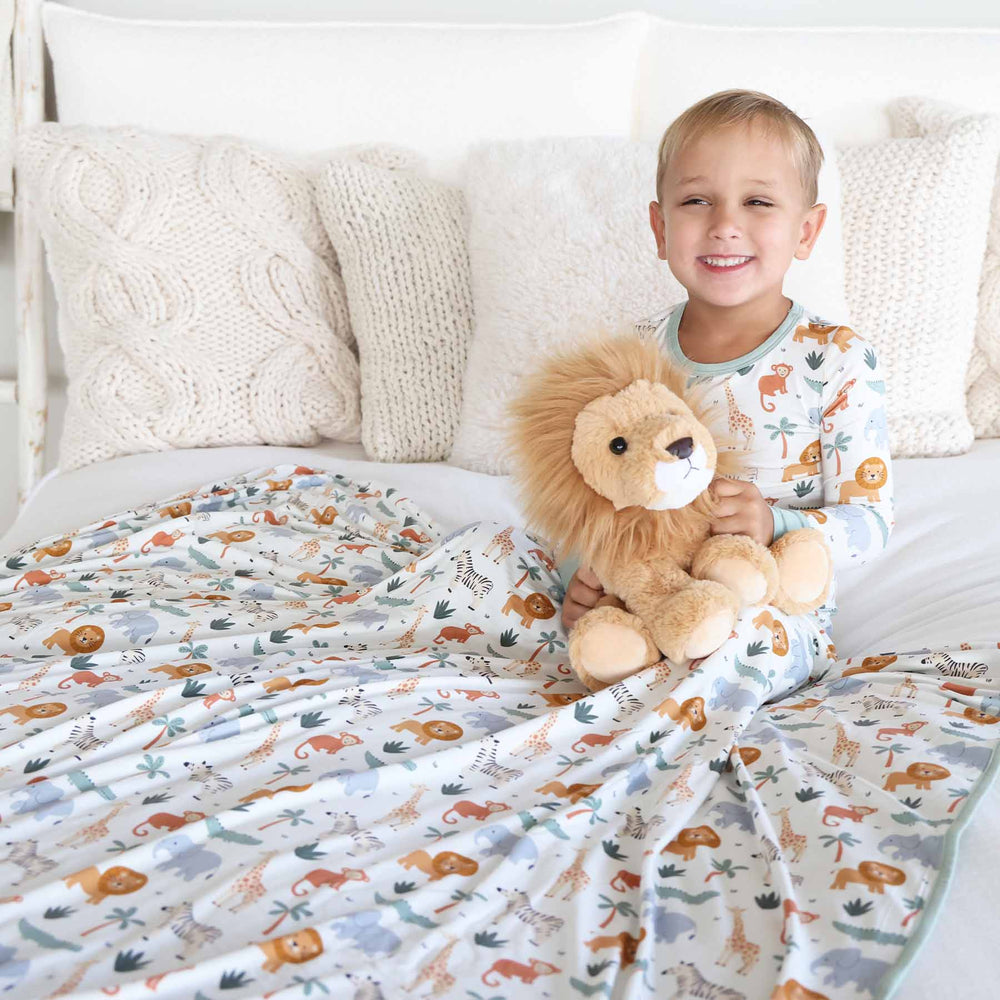 safari animal kids bamboo blanket 