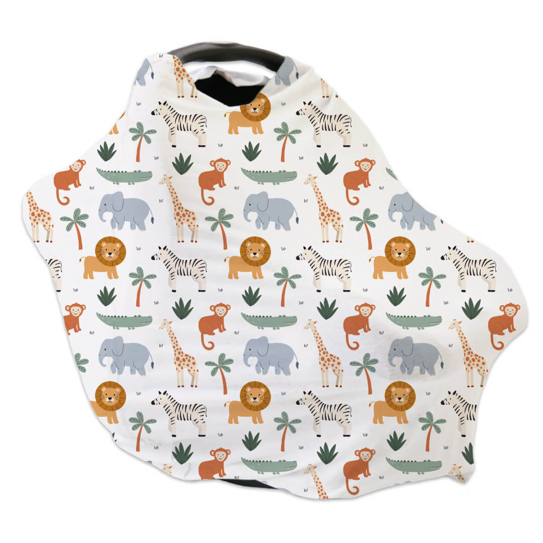 safari themed car seat and nursing cover 