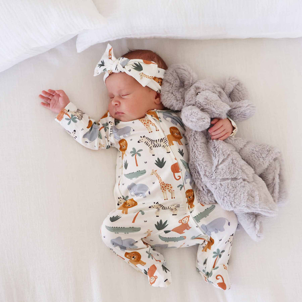 safari bamboo zipper footie pajama for babies 