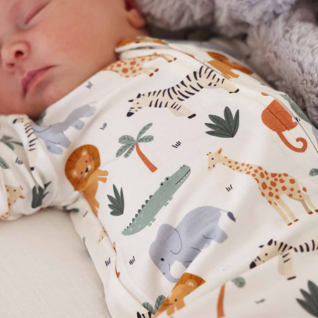 gender neutral safari animal baby footie pajama 