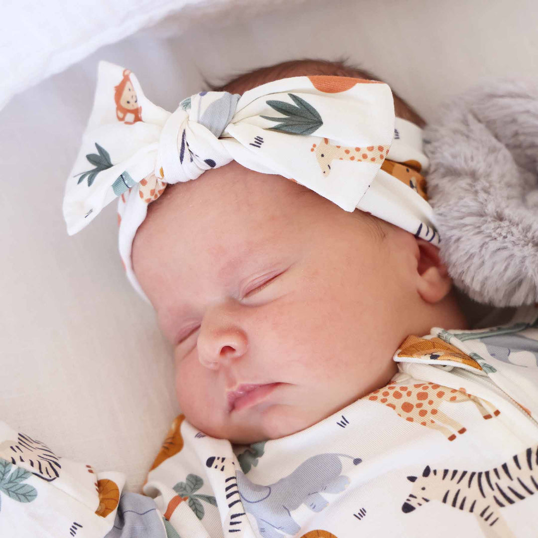 safari snuggles knit large bow headwrap for baby girls 