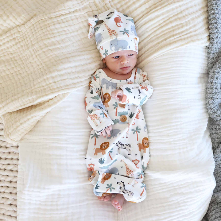 safari themed newborn outfit with matching hat 