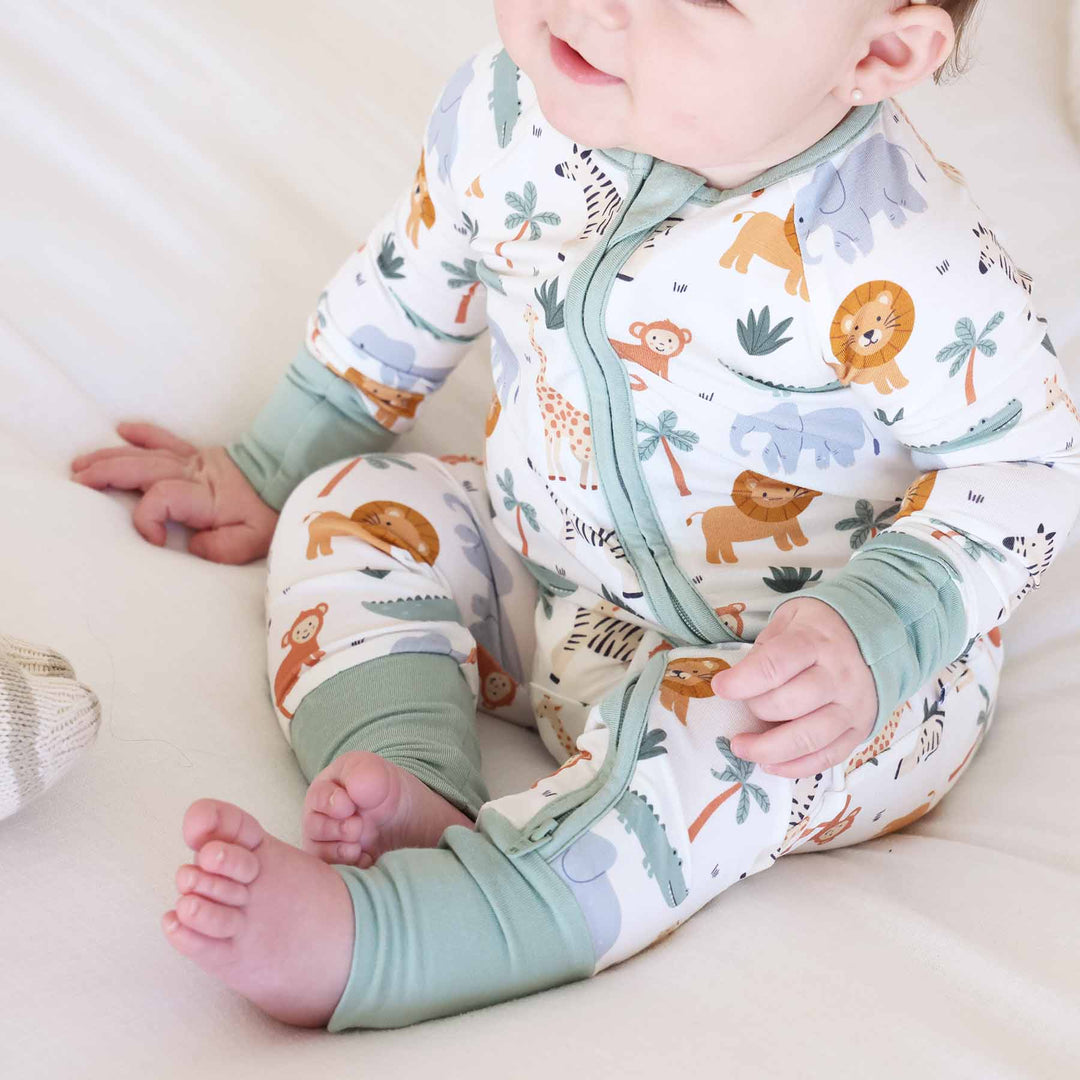 safari zip romper pajama 