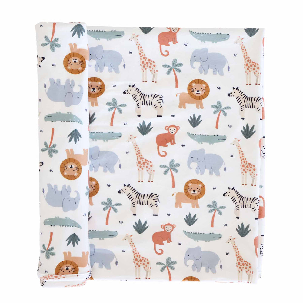 safari animal themed newborn baby swaddle blanket 