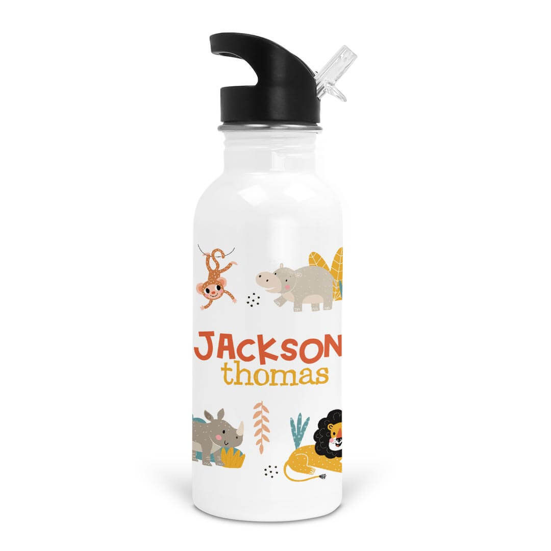 safari animal personalized water bottle for kids 