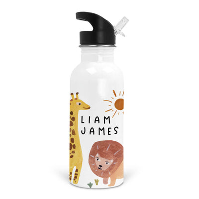safari party personalized kids water bottle 