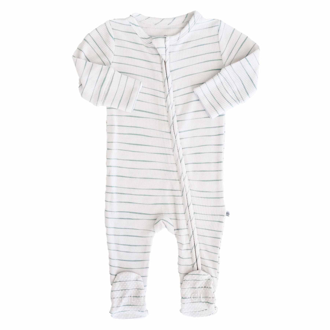 sage's stripe baby zipper footie gender neutral 