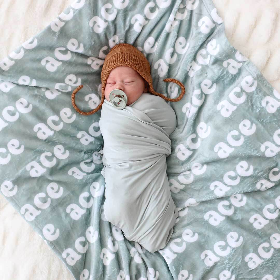 solid sage bamboo knit swaddle 