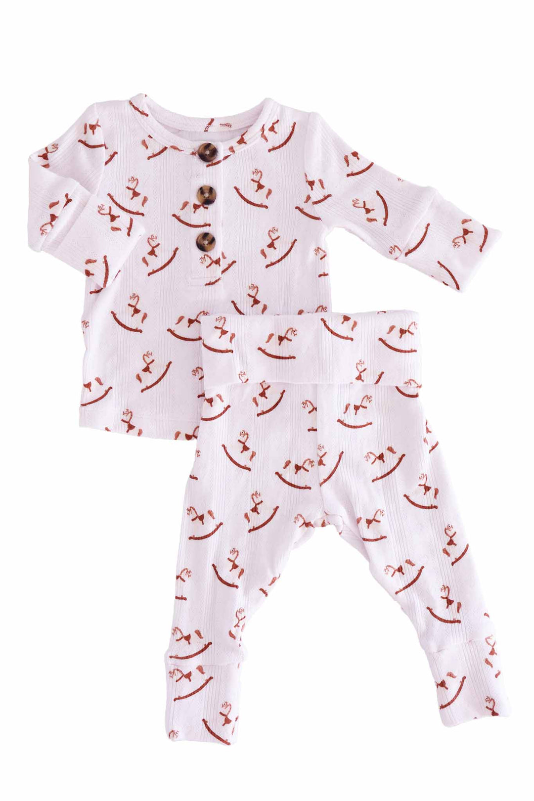 rocking horse neutral pointelle 2pc bamboo set 